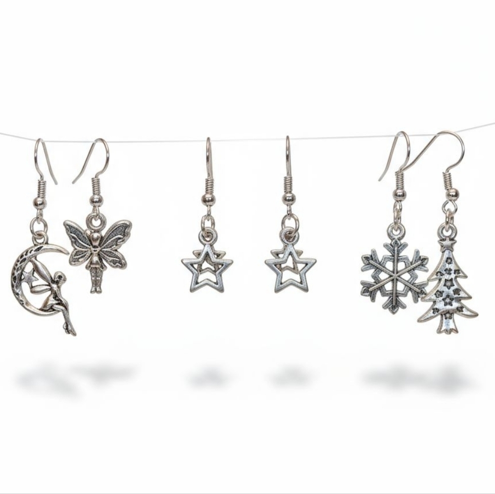 NWT Adorable Stainless Steel Bundle of 3 Holiday Dangling Earrings!!